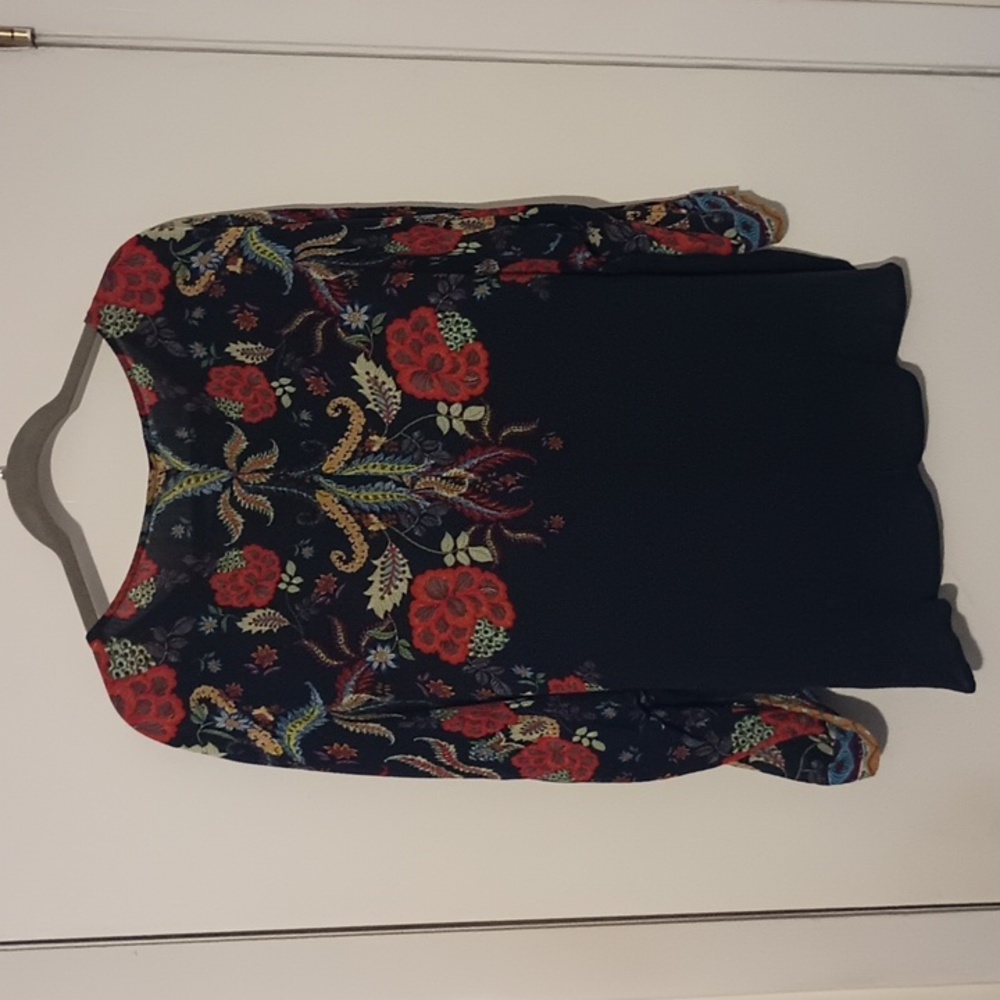 DESIGUAL Boho 3/4 Sleeve Floral Paisley Print Top Size Large - Picture 5 of 7